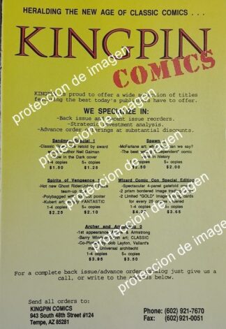 PUBLICIDAD RETRO ORIGINAL. TIENDA KINGPIN COMICS 1992 /MUY RARO