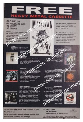 AFICHE RETRO. BMG MUSIC LANZA PROMOCION DE CASETTE METALMAN 1992