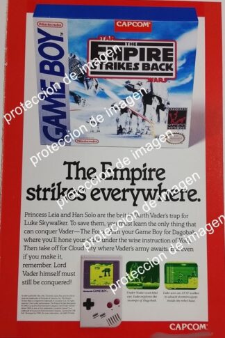 AFICHE RETRO. VIDEO JUEGOS CAPCOM PRESENTA. THE EMPIRES STRIKE BACK. GAMEBOY 1992