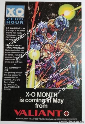 PUBLICIDAD RETRO ORIGINAL. VALIANT COMICS PRESENTA. X-0 MANOWAR 1992
