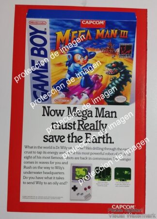 AFICHE RETRO. VIDEO JUEGOS CAPCOM PRESENTA. MEGA MAN 2. GAMEBOY 1992