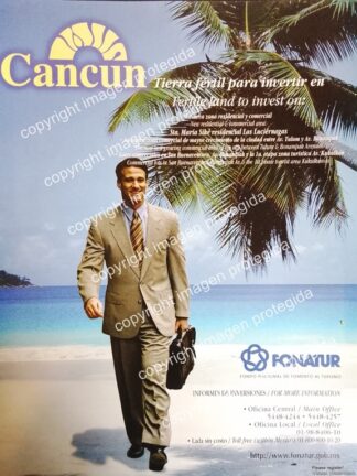 AFICHE PUBLICITARIO RETRO. TURISMO FONATUR. VISITE CANCUN 2000