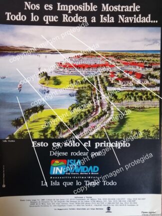 AFICHE PUBLICITARIO RETRO. CENTRO TURISTICO ISLA NAVIDAD , GRUPO BARRAMAR 1993 MUY RARO