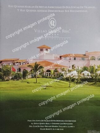 AFICHE PUBLICITARIO RETRO. HOTEL Y VILLAS QUINTA REAL 1993