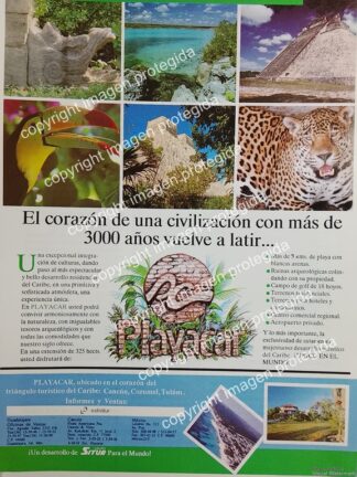 AFICHE PUBLICITARIO RETRO. CENTRO TURISTICO PLAYACAR, GRUPO SITUR 1991
