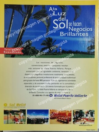 PUBLICIDAD RETRO. HOTEL RESORT MELIA PUERTO VALLARTA 1998