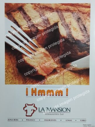 PUBLICIDAD RETRO. RESTAURANTE BAR LA MANSION. 1988 D.F