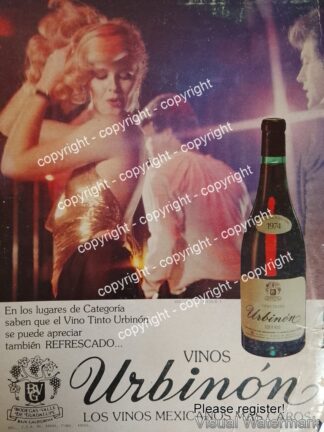 Cartel de publicidad retro VINOS URBINON 1978