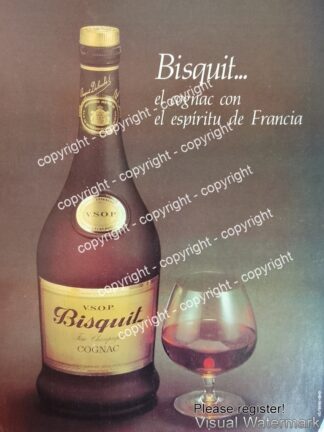 Cartel de publicidad retro COGNAC BISQUIT 1978