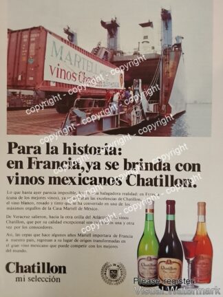 Cartel de publicidad retro VINOS CHATILLON 1979