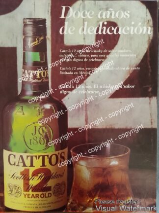 Cartel de publicidad retro WHISKY CATTO´S 1979