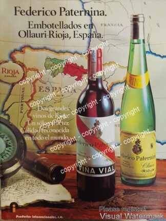 Cartel de publicidad retro VINOS FEDERICO PATERNINA 1979