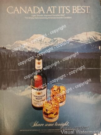 Cartel de publicidad retro WHISKY CANADIAN MIST 1979