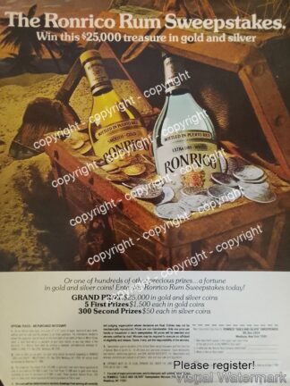 Cartel de publicidad retro LICOR RONRICO 1980