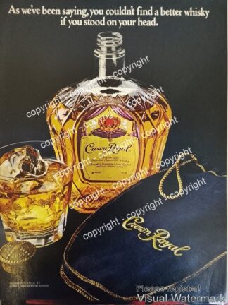 Cartel de publicidad retro WHISKY CROWN ROYAL 1980