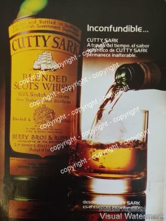 Cartel de publicidad retro WHISKY CUTTY SARK 1980