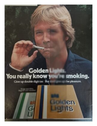 Cartel de publicidad retro CIGARROS GOLDEN LIGHTS 1980