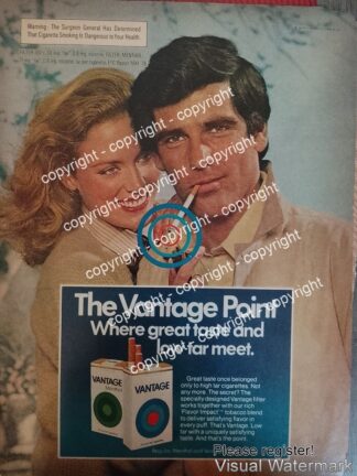 Cartel de publicidad retro CIGARROS VANTAGE 1979