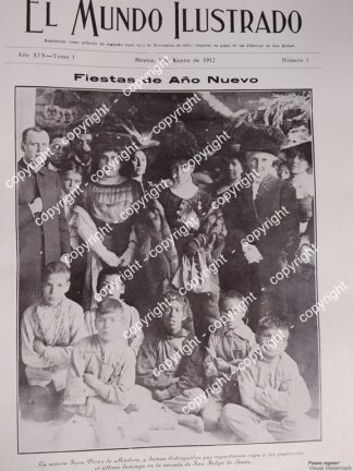 NOTA DE PRENSA ANTIGUA. ESPOSA DE FRANCISCO I MADERO Y NIÑOS 1912 /ASM