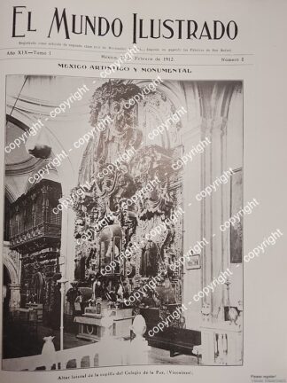 AFICHE ANTIGUO. CAPILLA DEL COLEGIO DE LAS VIZCAINAS 1912 /ESCUELAS