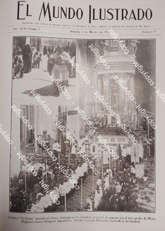 PORTADA ANTIGUA. MISA EN CATEDRAL POR MONSEÑOR MEGGIANI 1912 /IGLESIAS