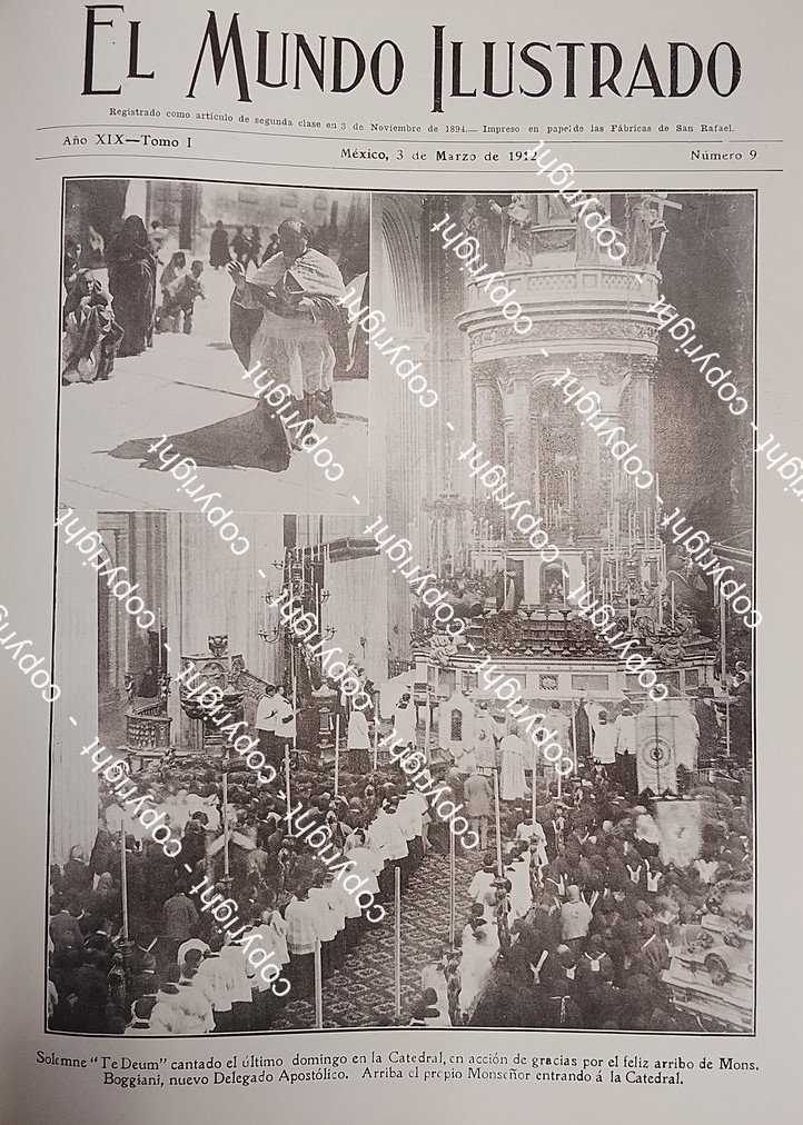 PORTADA ANTIGUA. MISA EN CATEDRAL POR MONSEÑOR MEGGIANI 1912 /IGLESIAS
