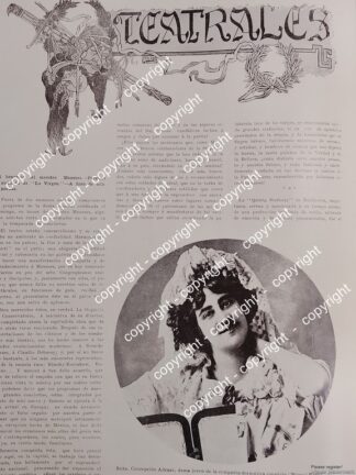 AFICHE ANTIGUO. ACTRIZ CONCEPCION ANSUAR 1912 TEATROS ARTISTAS