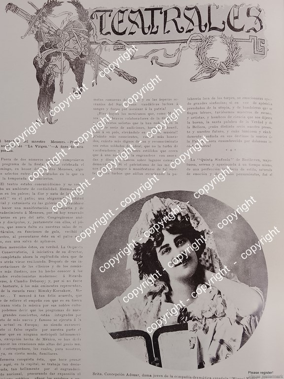 AFICHE ANTIGUO. ACTRIZ CONCEPCION ANSUAR 1912 TEATROS ARTISTAS