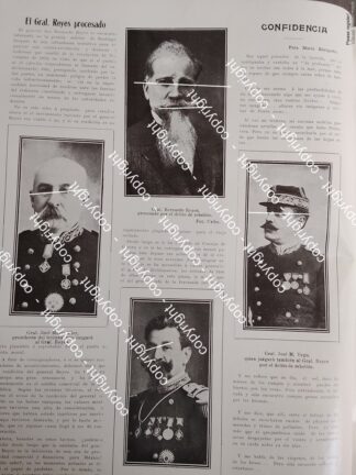 AFICHE ANTIGUO. EL GENERAL BERNARDO REYES ARRESTADO 1912 / Y MAS GENERALES / MILITARES