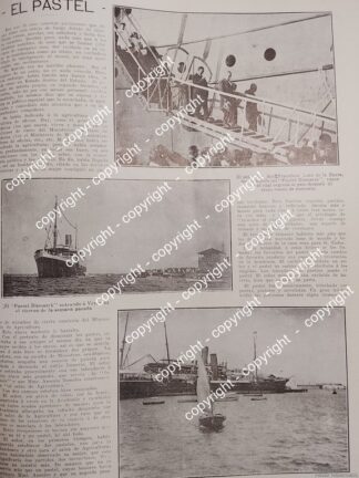 AFICHE ANTIGUO. EL BUQUE BISMARK EN VERACRUZ Y LEON DE LA BARRA 1912 /BARCOS
