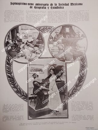AFICHE ANTIGUO. LA ASOCIEDAD DE GEOGRAFIA Y ESTADISTICA 1912