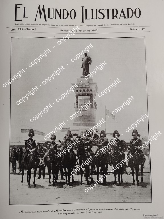 PORTADA ANTIGUA. INAUGURAN MONUMENTO A MORELOS EN CUAUTLA 1912 LDM