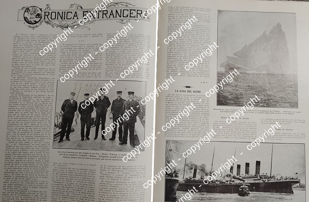 AFICHE ANTIGUO. HUNDIMIENTO DEL TITANIC 1912 Y EXPEDICION AMUNDSEN
