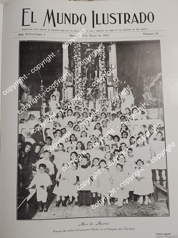 PORTADA ANTIGUA. NIÑOS EN EL TEMPLO DEL CARMEN D.F 1912 /IGLESIAS LDM