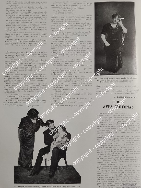 AFICHE ANTIGUO. BREVE NOTA. LA ACTRIZ ESTHER GROIZARD EN MEXICO 1912 ARTISTAS