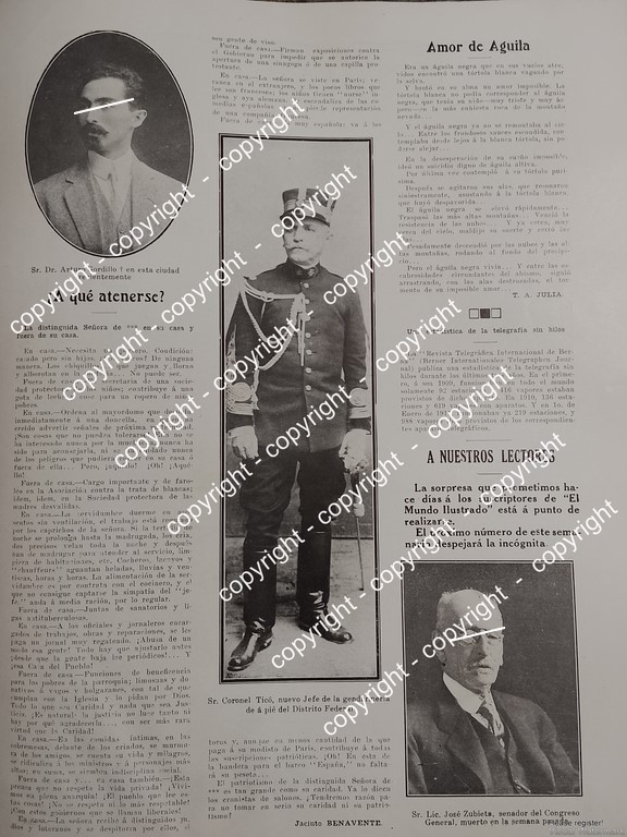 AFICHE ANTIGUO. MUERE JOSE ZUBIETA, EL CORONEL TICO Y MAS 1912 /MILITARES