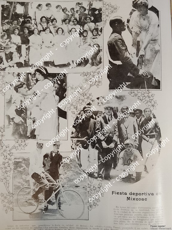 AFICHE ANTIGUO. FIESTA DEPORTIVA EN MIXOCAC 1912 LDM