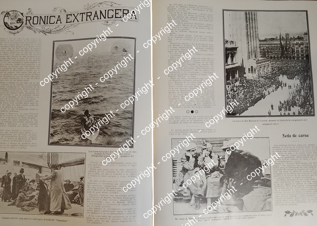 AFICHE ANTIGUO. HUNDIMIENTO DEL TITANIC 1912 /FAMOSOS NAUFRAGIOS