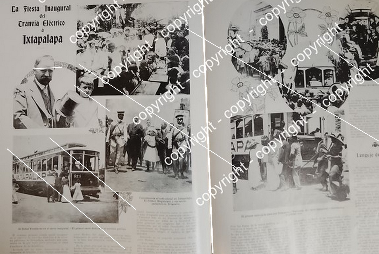 AFICHE ANTIGUO. FRANCISCO I. MADERO INAUGURA EL TRANVIA EN IZTAPALAPA 1912 LDM
