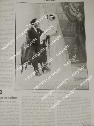 AFICHE ANTIGUO. NOTA. BODA HUESCA ESTRADA 1912 ASM