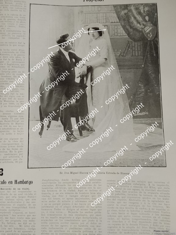 AFICHE ANTIGUO. NOTA. BODA HUESCA ESTRADA 1912 ASM
