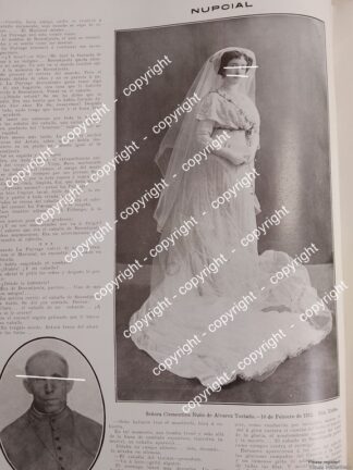 AFICHE ANTIGUO. BODA ALVAREZ TOSTADO NUÑO (CLEMENTINA NUÑO TORTELERO) 1912 ASM