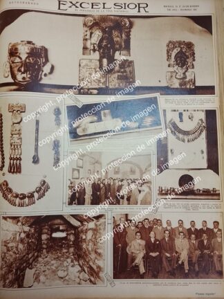 AFICHE ANTIGUO. HALLAZGO DE JOYAS PREHISPANICAS MONTE ALBAN 1931