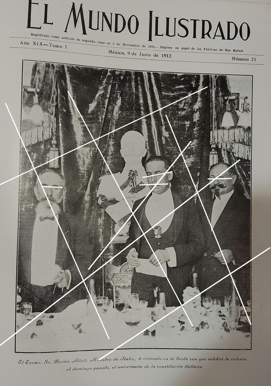 PORTADA ANTIGUA. BARON. CARLO M. ALBERTO ALIOTI, EMBAJADOR DE ITALIA EN MEXICO/ 1912 DIPLOMATICOS