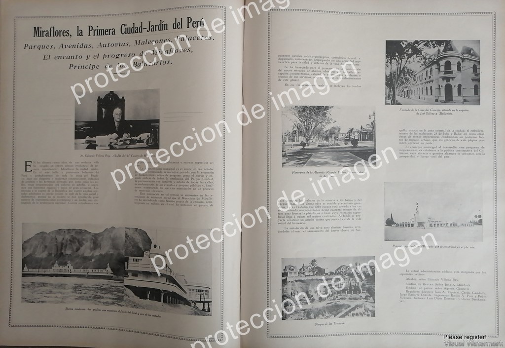 CARTEL DE PUBLICIDAD ANTIGUA DE PERU, EDUARDO VILLENA REY Y SUS OBRAS EN MIRAFLORES 1936 /POLITICOS
