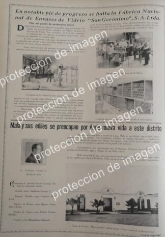 PUBLICIDAD ANTIGUA DE PERU, FABRICA DE ENVASES DE VIDRIO SAN JERONIMO 1936