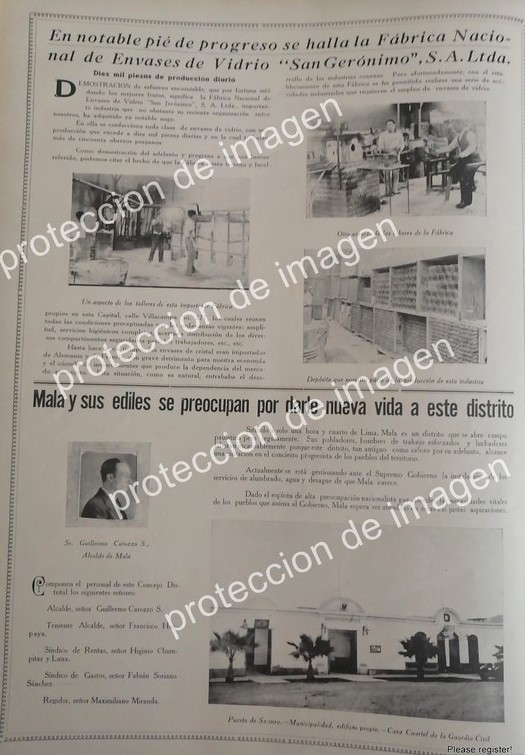 PUBLICIDAD ANTIGUA DE PERU, FABRICA DE ENVASES DE VIDRIO SAN JERONIMO 1936