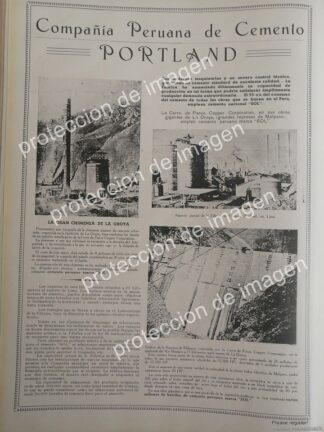 AFICHE ANTIGUO DE PERU, CEMENTERA PORTLAND PASCO COPPER 1936