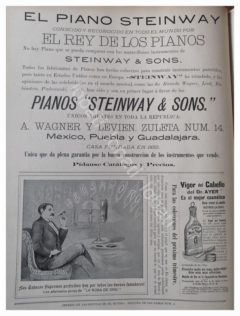 CARTEL PUBLICITARIO ANTIGUO, WAGNER Y LEVIEN Y MAS 1896