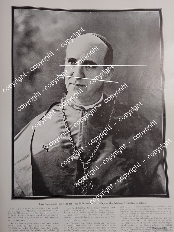 AFICHE ANTIGUO. NOTA. MUERE EL ARZOBISPO JOSE DE JESUS ORTIZ RODRIGUEZ 1912 SACERDOTES